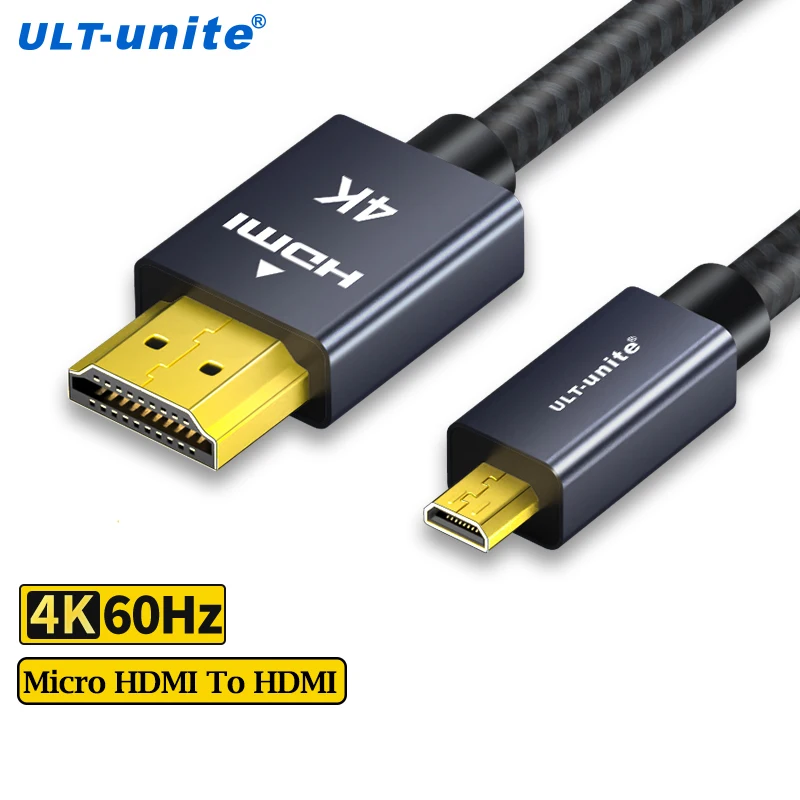 

Micro HDMI to HDMI Cable 18Gbps Bidirectional Transmission 4K60Hz HDR Micro HDMI Adapter Converter For Camera Graphics Card