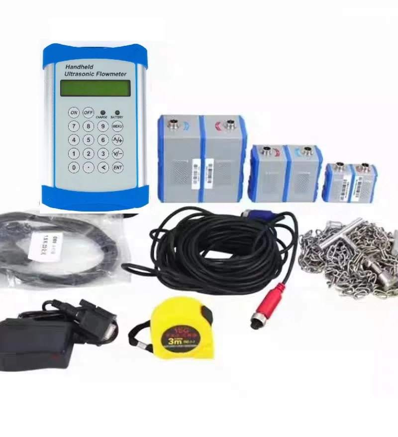 TUF-3000L Handheld Ultrasonic Flow Meter DN15-DN6000 Water Oil Diesel Flowmeter Liquid Speed Tester Built-in Battery