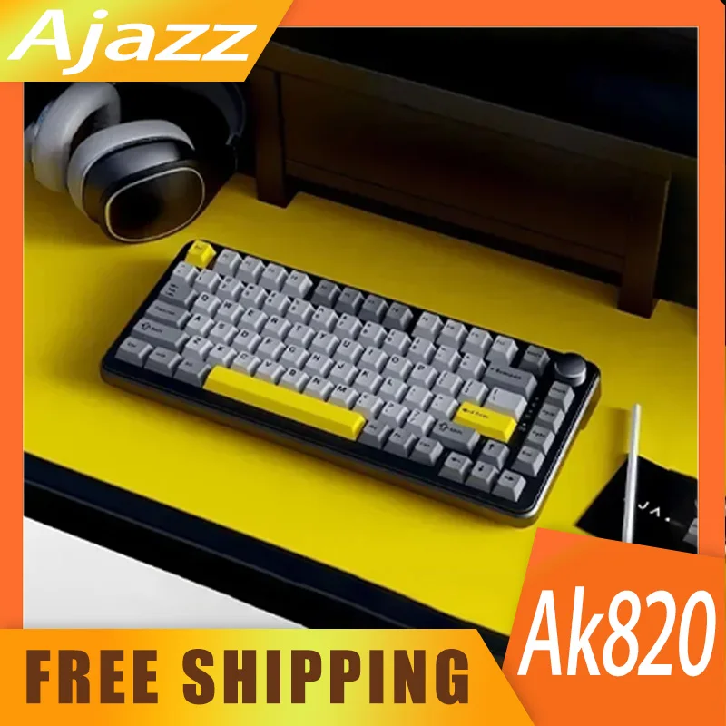 

Ajazz Ak820 Max Mechanical Keyboard Tri-Mode Bluetooth Wireless Hot Swap Gasket With Tft Screen Knob 4000mah Keyboard Office