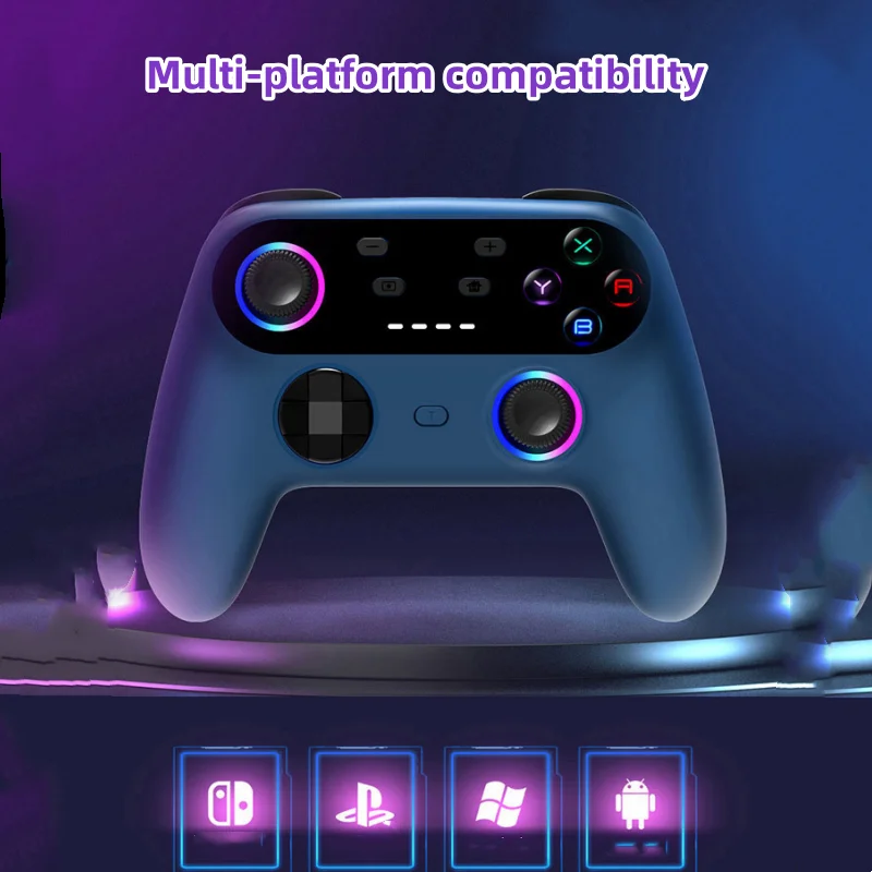Drahtloser Gamepad-Controller mit Turbo, 6-Aisx, Programmierung, RGB-Beleuchtung, Dual-Vibration für Switch/Xinput/Dinput/PS3/Android