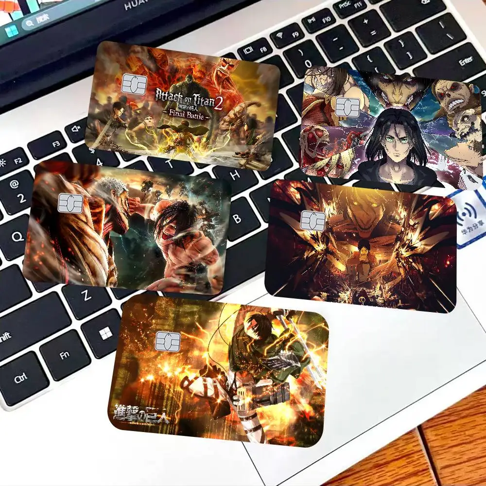 Anime EPIC A-Attack on T-Titan Spend or Save Funny Shell On Off Ultra Thin No Fade Sticker Skin Cover Film for Debit Credit Card