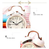 Y50A-Child Bed Bell Metal Small Alarm Clock Belt Eye-Lantern Mute Alarm Clock Lounged Desk Clock Bedside Wake Up Clock Easy To U