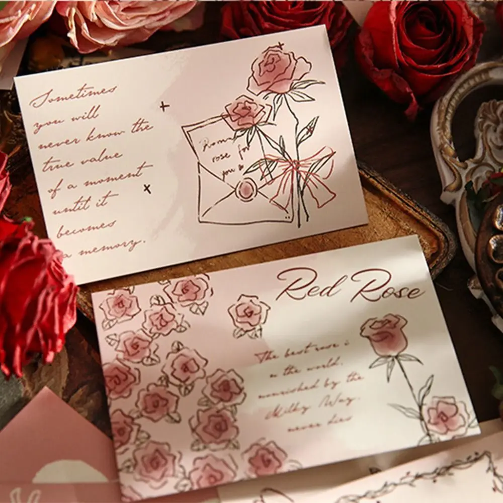 30 ชิ้น/เซ็ต Vintage Series ดอกไม้โปสการ์ดชุดโรแมนติก Rose Wall โปสเตอร์การ์ดอวยพรศิลปะพื้นหลัง