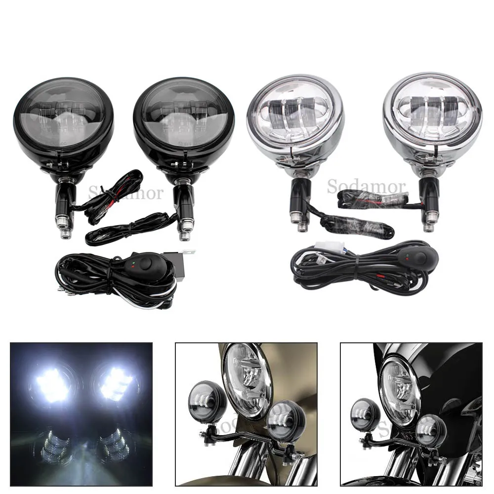 Motorcycle 4.5inch Fog Lamp E-Mark Fog Light LED Auxillary Headlight 30W Spot Lights For BMW R18 Kawasaki Suzuki Yamaha Honda