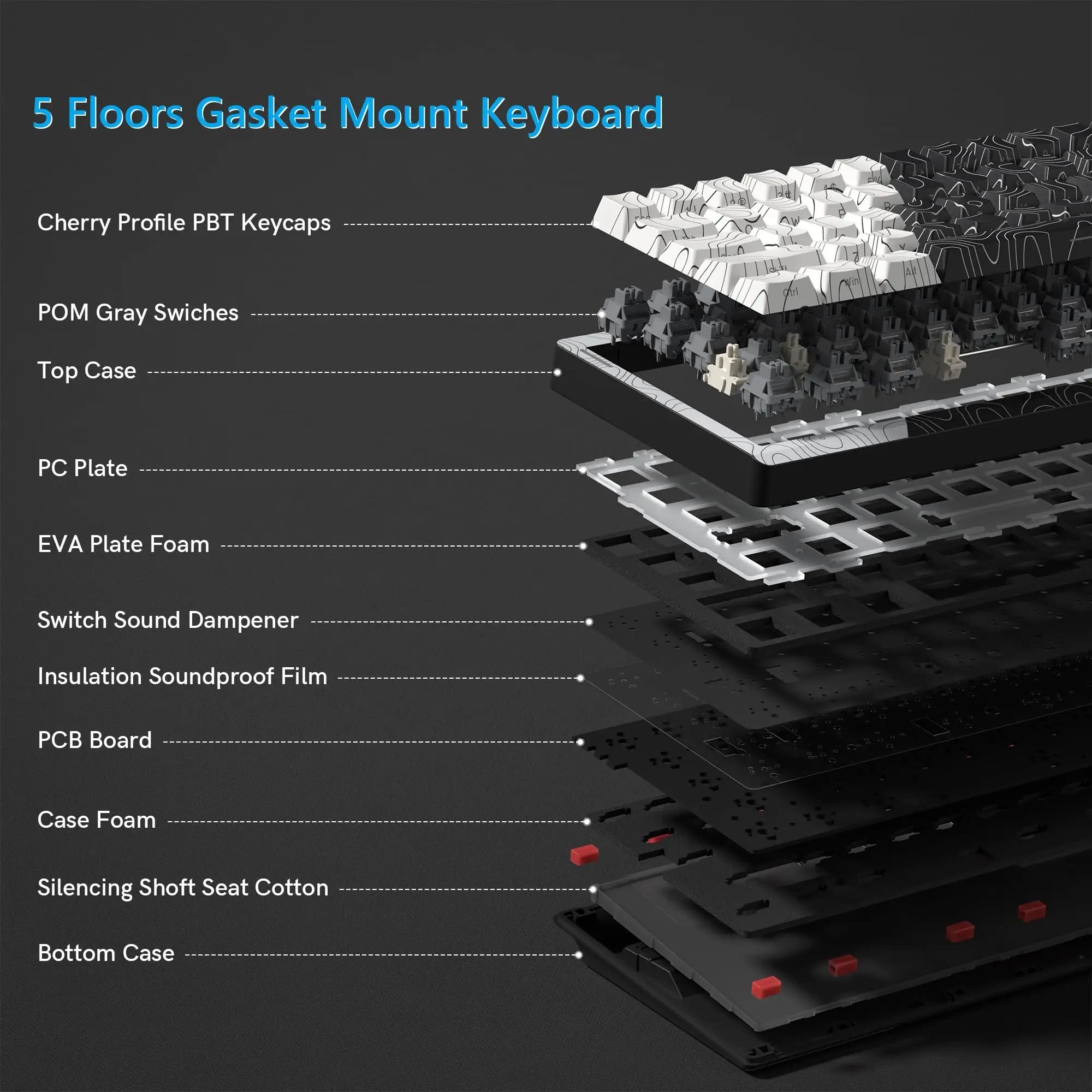 Womier Q61 QMK/VIA 3-Modes Wireless Mechanical Keyboard Topographic Gamer Keyboard RGB Gasket Hot Swap Gaming Keyboard for PC