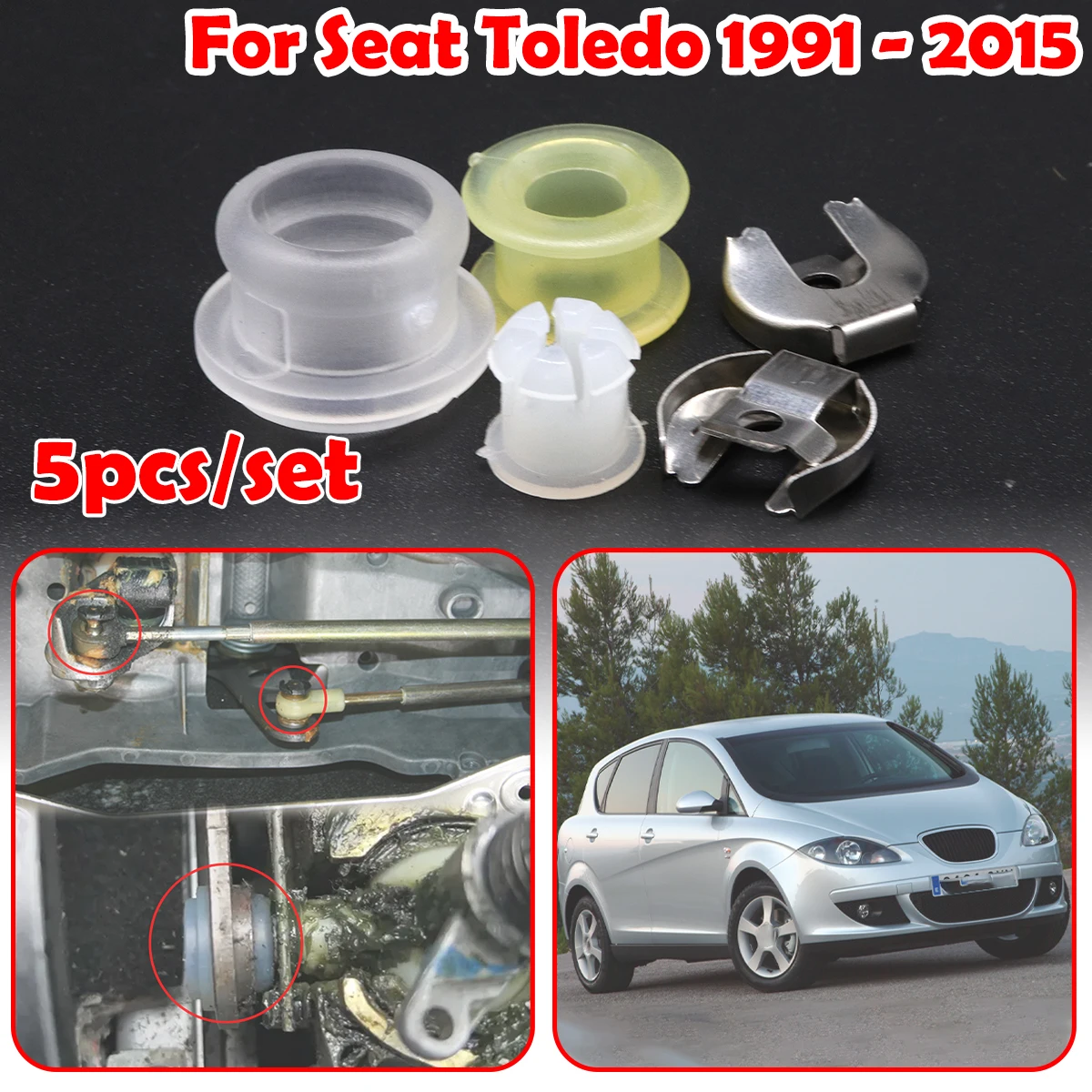 

5pcs/set Gear Shift Lever Cable Bushing Gearbox Selector End Linkage Rubber Sleeve Repair Kit For Seat Toledo 1991 1992 - 2015