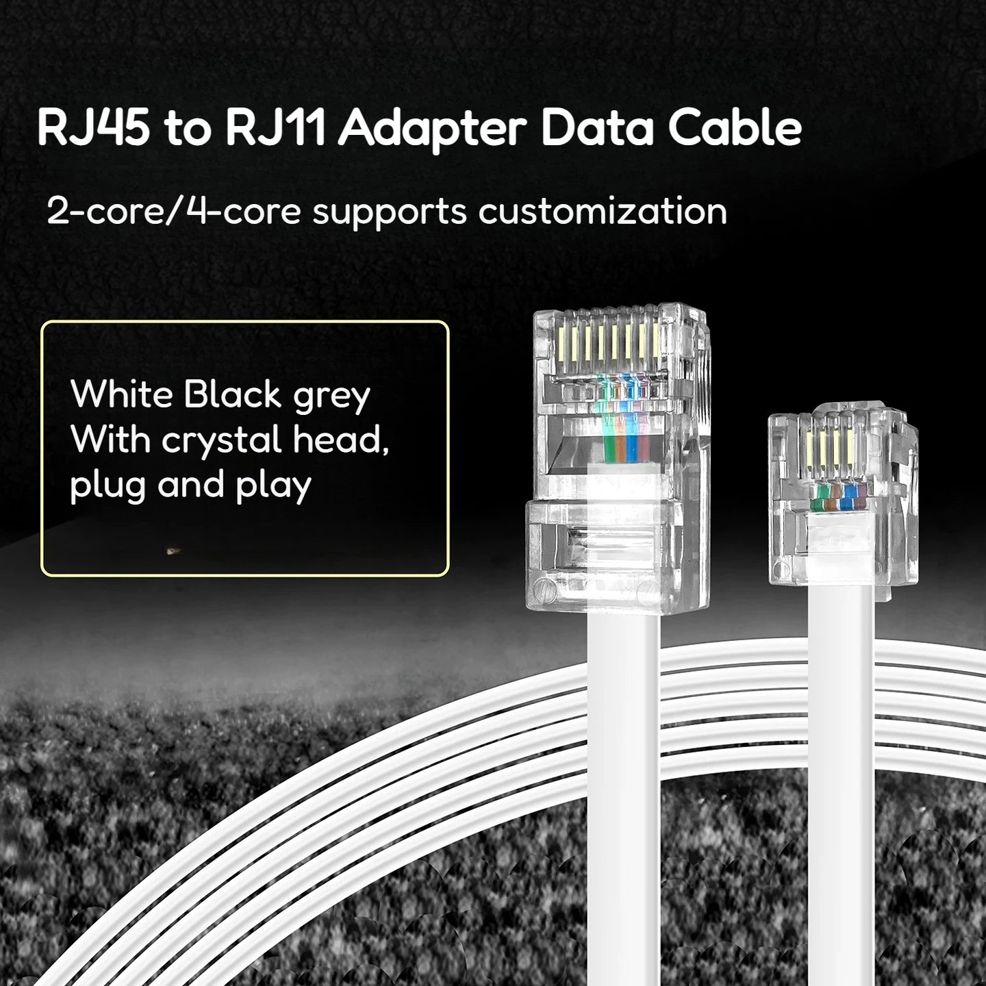 8P4C RJ45 To 6P4C RJ11 Telephone Jumper Line 2-core 4-core Telephone Cable Network Head To Telephone Crystal Head Wire 8P2C 6P2C