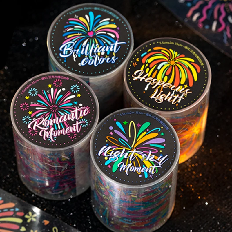 

4 Rolls Shell Glow Japanese-Style PET Tape Festival Fantasy Die-Cut Stickers No-Cut Planner Decorative Stickers Journal Collage