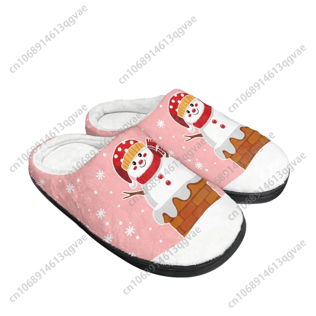 Weihnachten Neuheiten Kamin Schneemann Romantik Zuhause Baumwolle Hausschuhe Herren Damen Teenager Plüsch Schlafzimmer Warm halten Custom Slipper