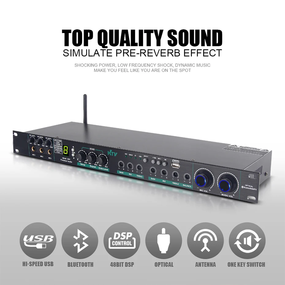 Paulkitson E-270 Professional Audio Processor 48Bit DSP Effects Processors บลูทูธคาราโอเกะเสียงระบบ