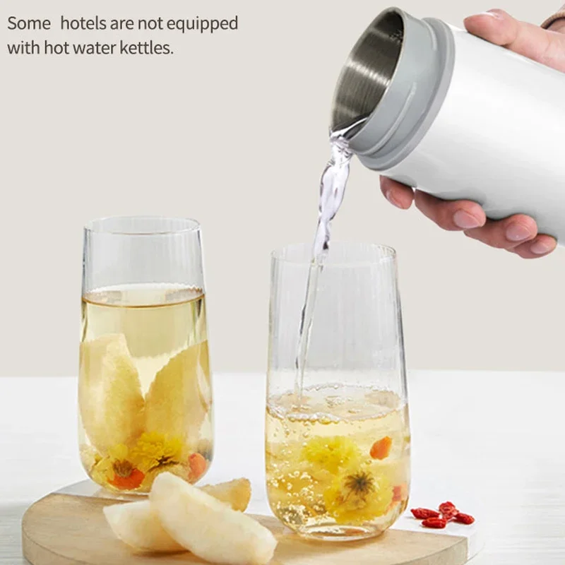 غلاية كهربائية محمولة للسفر، كوب زجاجة مياه كهربائية صغيرة من الفولاذ المقاوم للصدأ لغلي الماء الساخن ومسحوق حليب الأطفال