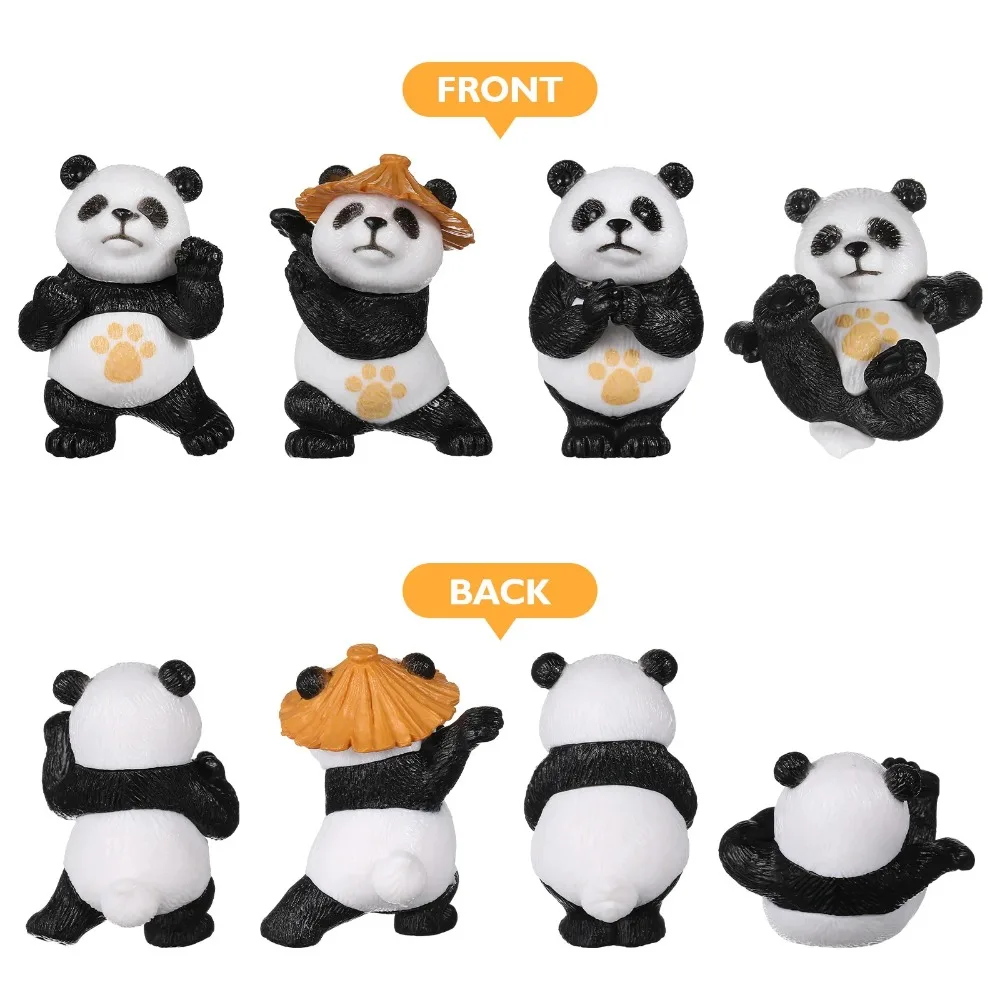 Mini Panda Statue Cute Panda Doll Kung Fu PVC Panda Statue Fairy Garden Animal Flower Pot Bonsai Crafts Decoration