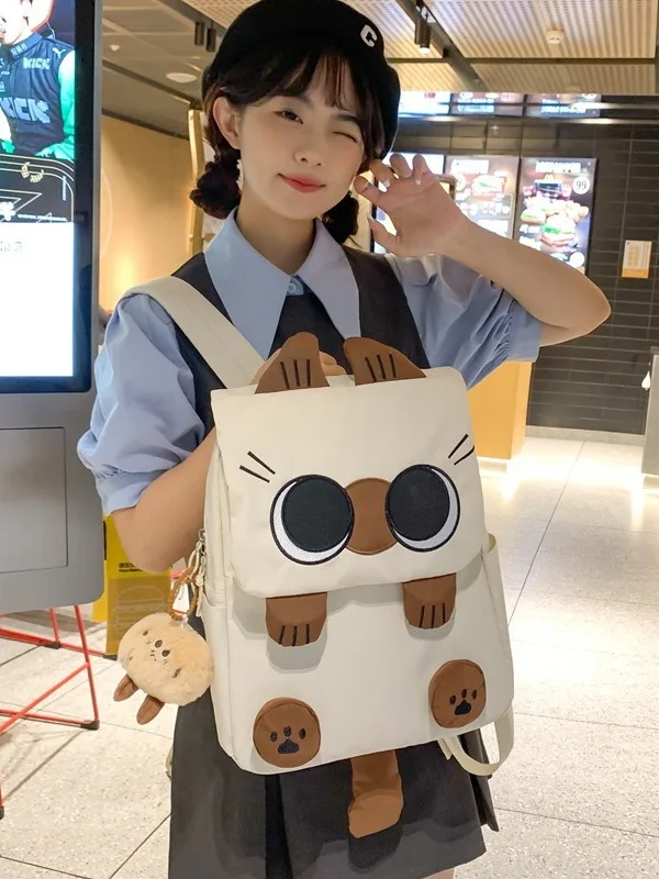 Cute 3D Cartoon Siamese Cat Backpack for Women Girls, Kawaii Lovely Animal Shaped Large Capacity Without pendants