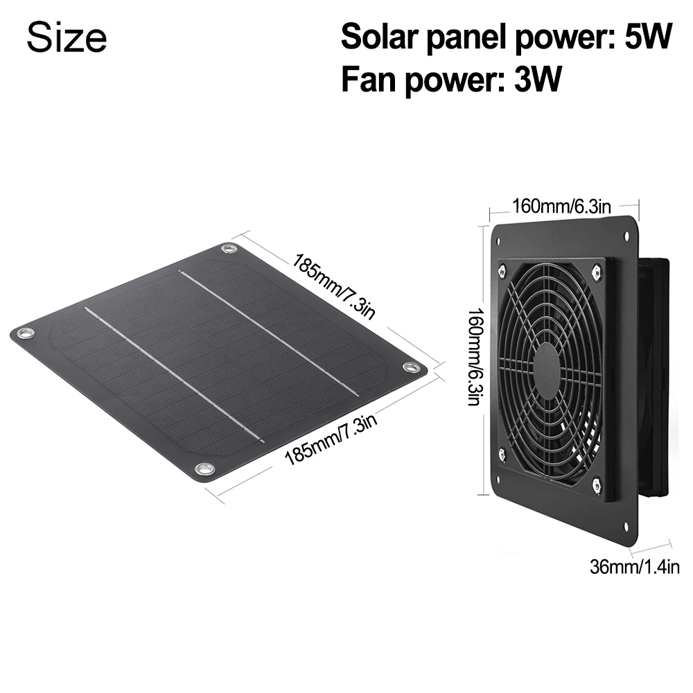 5W 12V Solar Panel Exhaust Fan Air Extractor Circulating Fan Ventilation Fan For Poultry House Greenhouse Weatherproof Kit