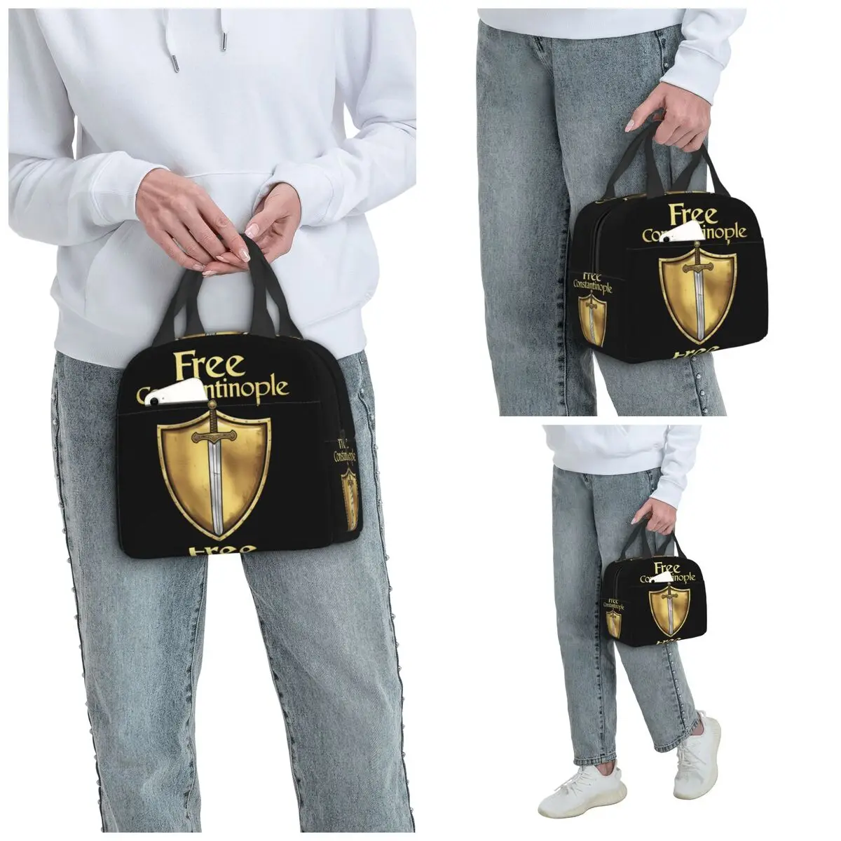 Free Constantinople Bold Historical Statement Insulated Lunch Bag for Kids School Cooler Thermal Food Box Tote Lunch Boxes