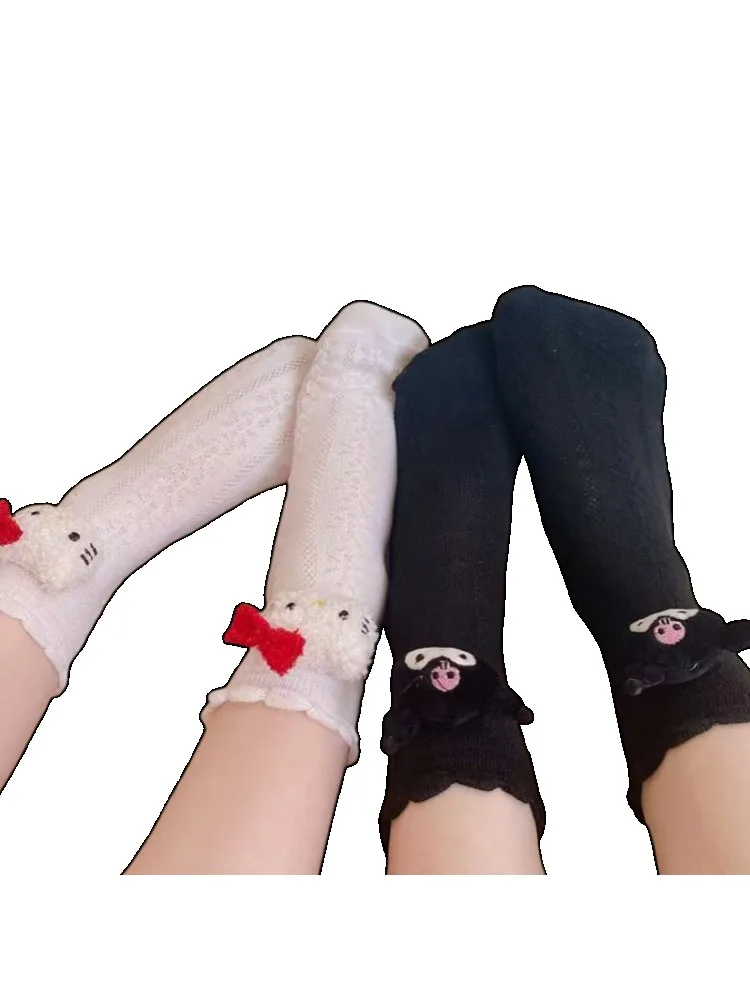 Sanrio Hello Kitty Kuromi ma mélodie cannelle chaussettes blanches dessin animé haute valeur quatre saisons mignon Anti-odeur Couple polyvalent