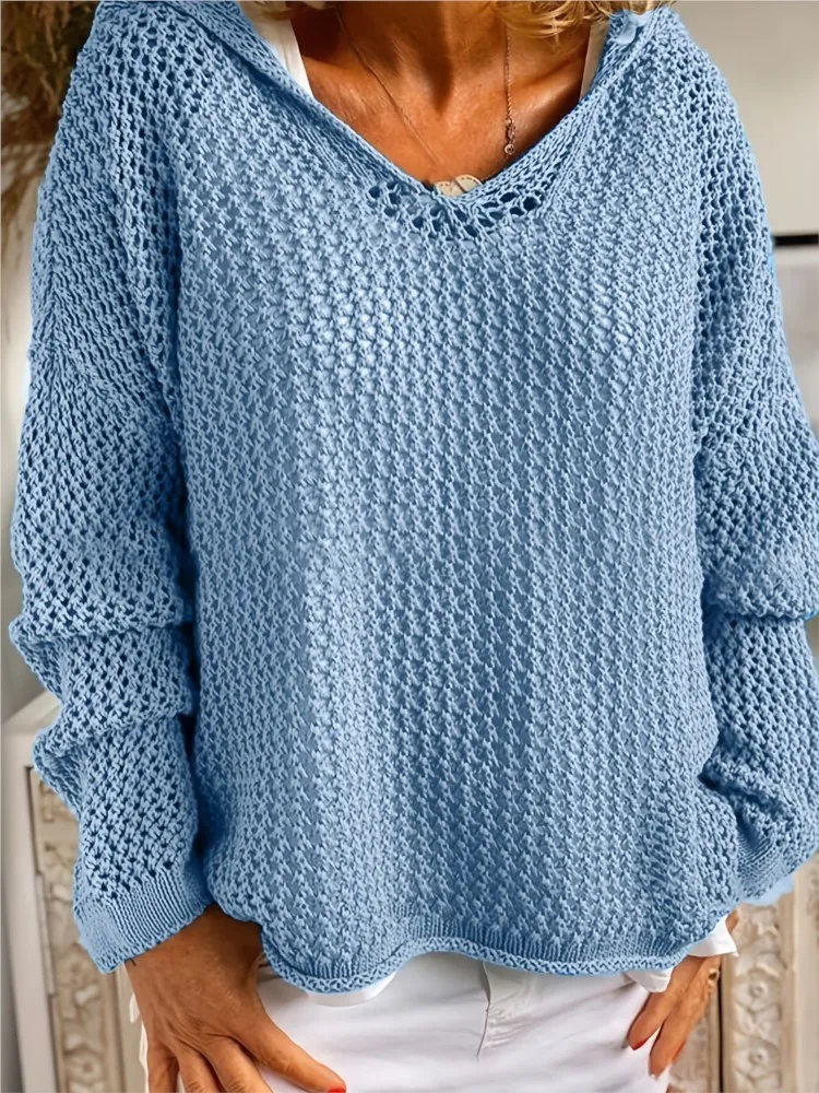 

Пуловер с длинными рукавами, вязаные свитера, топы, женская праздничная женская одежда, осенний повседневный свитер с капюшоном для женщин, мода