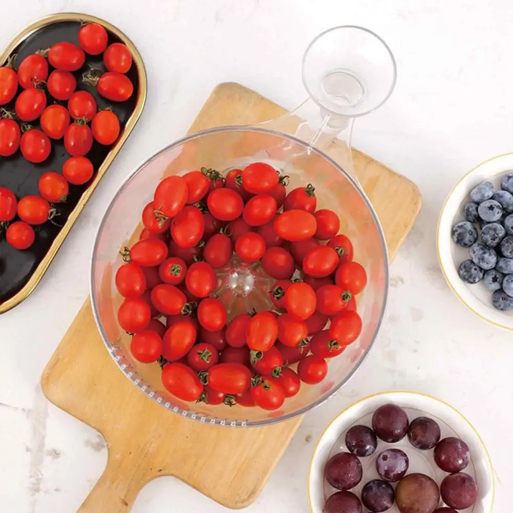 Food Filter Kitchen Colander Bowl Self-rinsing Berry Washing Bowl with Side Drain Spout Spiral Container Plastic for Kitchen
