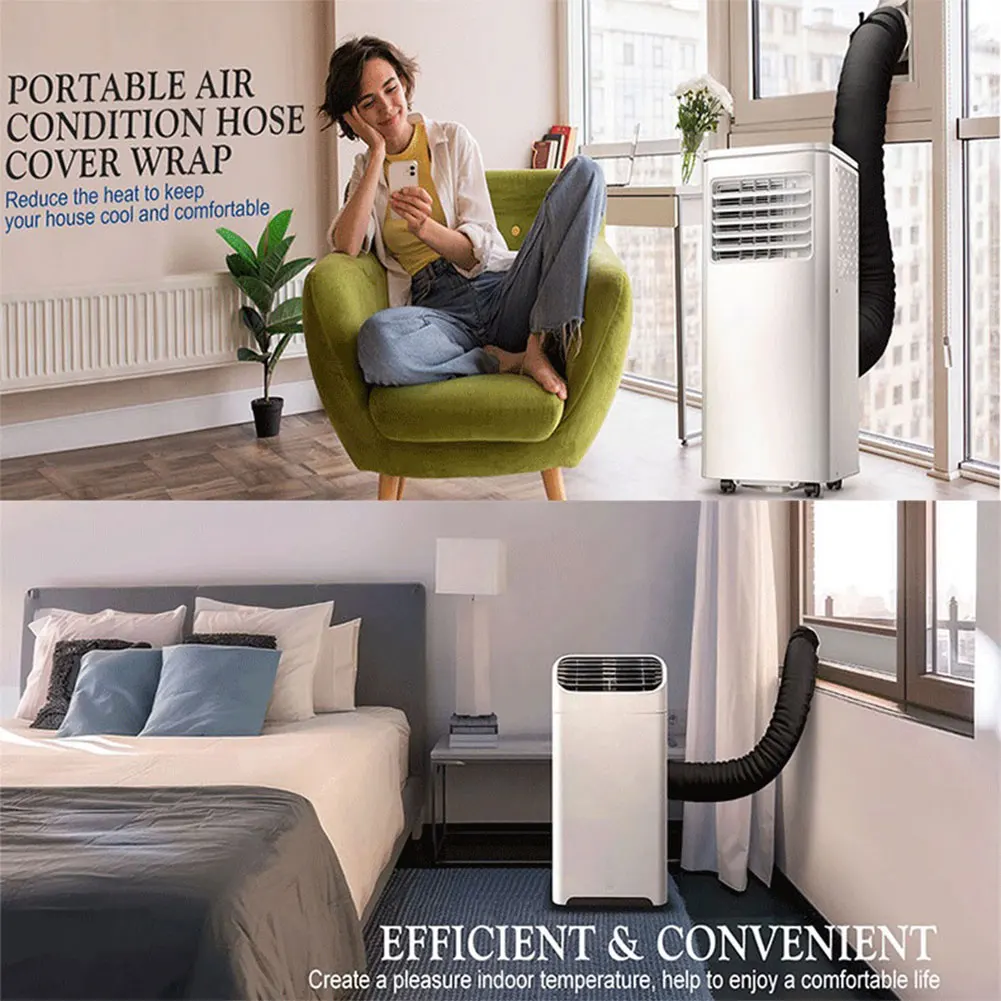 エアコンダクト断熱材ラップ（3つの伸縮バンド付き）エアコンホース断熱スリーブエアコンホースカバーラップ屋内外用