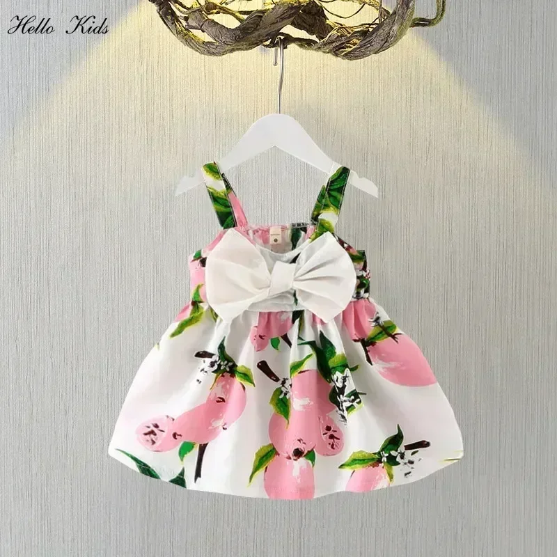 Big Bow Baby Girl Dress Infant Baby Girl Clothes Cute Print Sleeveless Newborn Infant Princess Dresses for Baby Girls