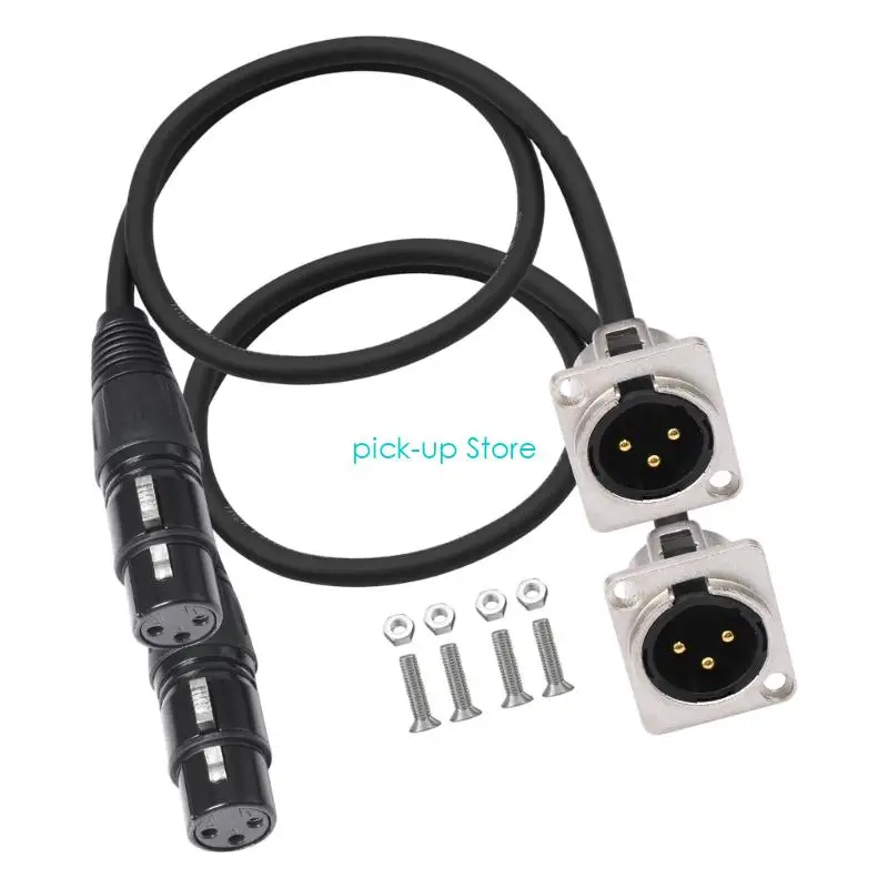 Q5WA Professionelle XLRS Männliche weibliche Panel -Adapter 3Pin -Schird -Audios Kabel für Studio -Racks Live -Soundsysteme PVC