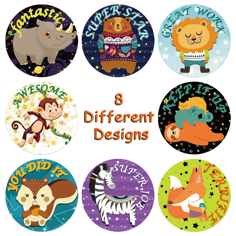 500pcs roll-packed children's toy stickers featuring animal designs, perfect for decoration and labeling
