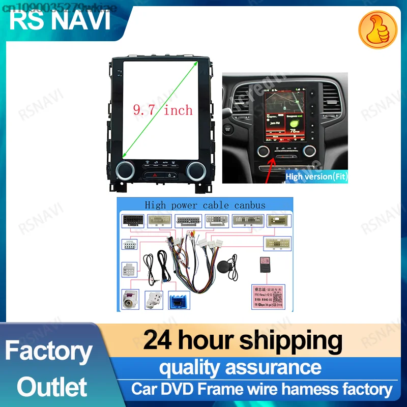 RSNAVI 9.7Inch Frame Tesla Style Facia For Renault Koleos Megane 4 Samsung SM6 Talisman 2017-2019 Android Radio Dash Fitting kit