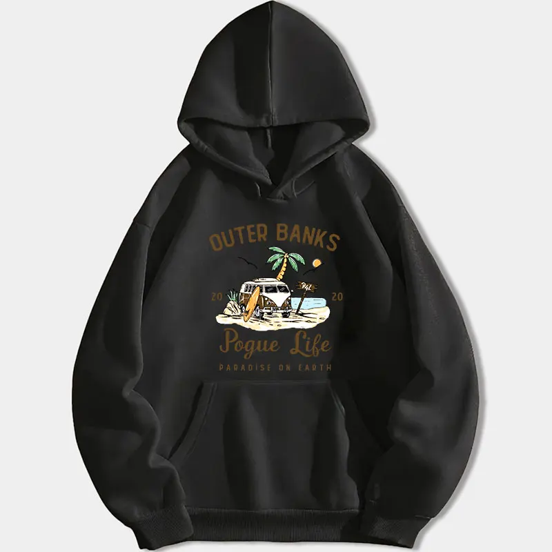 Outer Banks Paradise on Earth Hoody TV-show Men Women Casual Pullover Pogue Life Essentials Hoodie for Outdoor Enthusiasts