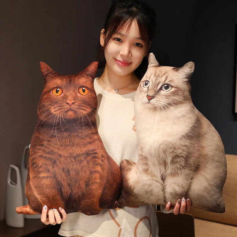 50CM Real Life Vivid Cat Plush Pillow Simulated Cat Cushion Stuffed Animal Plush Toy Bedroom Sofa Decor Throw Pillow Gift