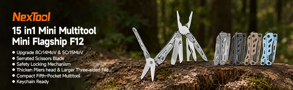 NexTool Mini Flagship F12 Schlüsselanhänger-Multitool 15-in-1 Faltbares EDC-Werkzeug Schere Zange Schraubendreher Feile Lineal Kleine Outdoor-Werkzeuge – Detail 1