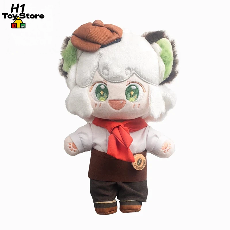 

Luo Xiaohei (Black Cat) Plush Doll 20cm Barista Outfit with Poseable Skeleton & Changeable Clothes Collectible Cotton Doll