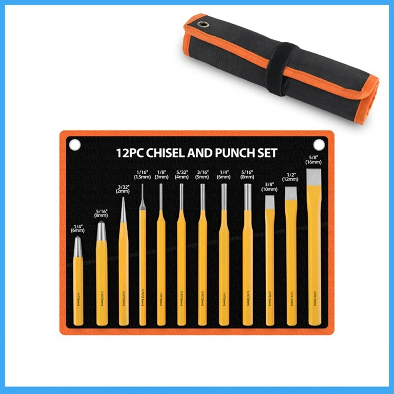 12-Piece Punching Set Masonry Chisel Flat Cylinder Punching Set Easy Install Easy To Use