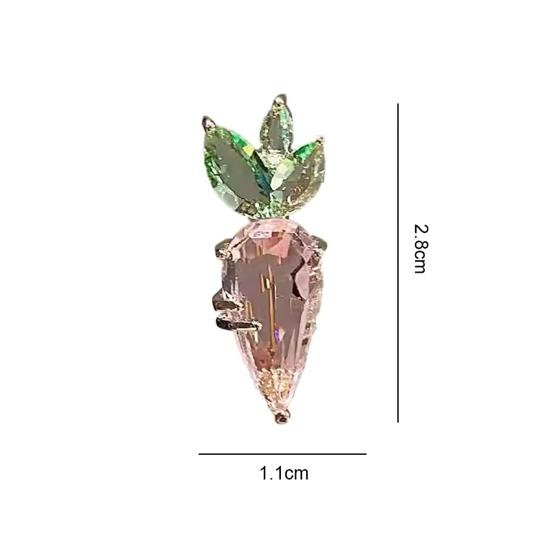 Pink Crystal Carrot Brooches Pins For Women Crystal Love Enamel Badge Wedding Party Jewelry Design Accessories