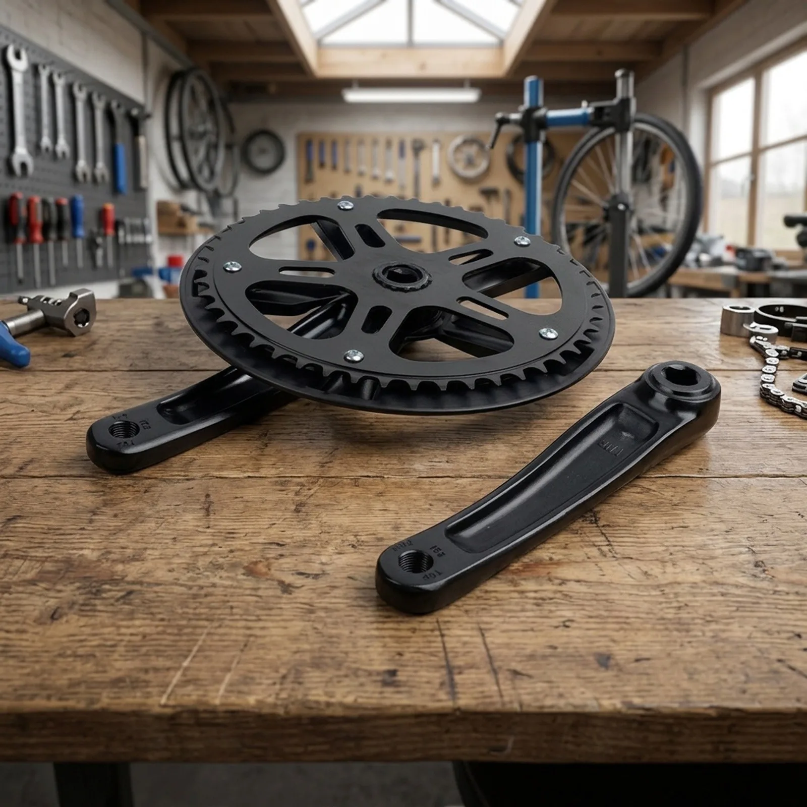 Klappbares Fahrrad-Kurbelset 152mm Aluminiumlegierung 32T 48T 52T Zahnauswahl für Elektrofahrrad-Kurbel – Detail 10