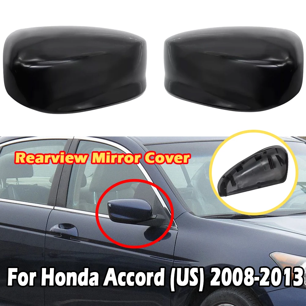 Pair Car Side Door Wing Rear Mirror Cover Cap Unpainted Black for Honda Accord 2008 2009 2010 2011 2012 2013 US Version 