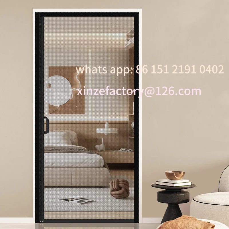 

Customizable Black Magnetic Door Screen Fiberglass Mesh Invisible Side Door Magnetic Mosquito Net Insect Proof Flight,Summer Ind