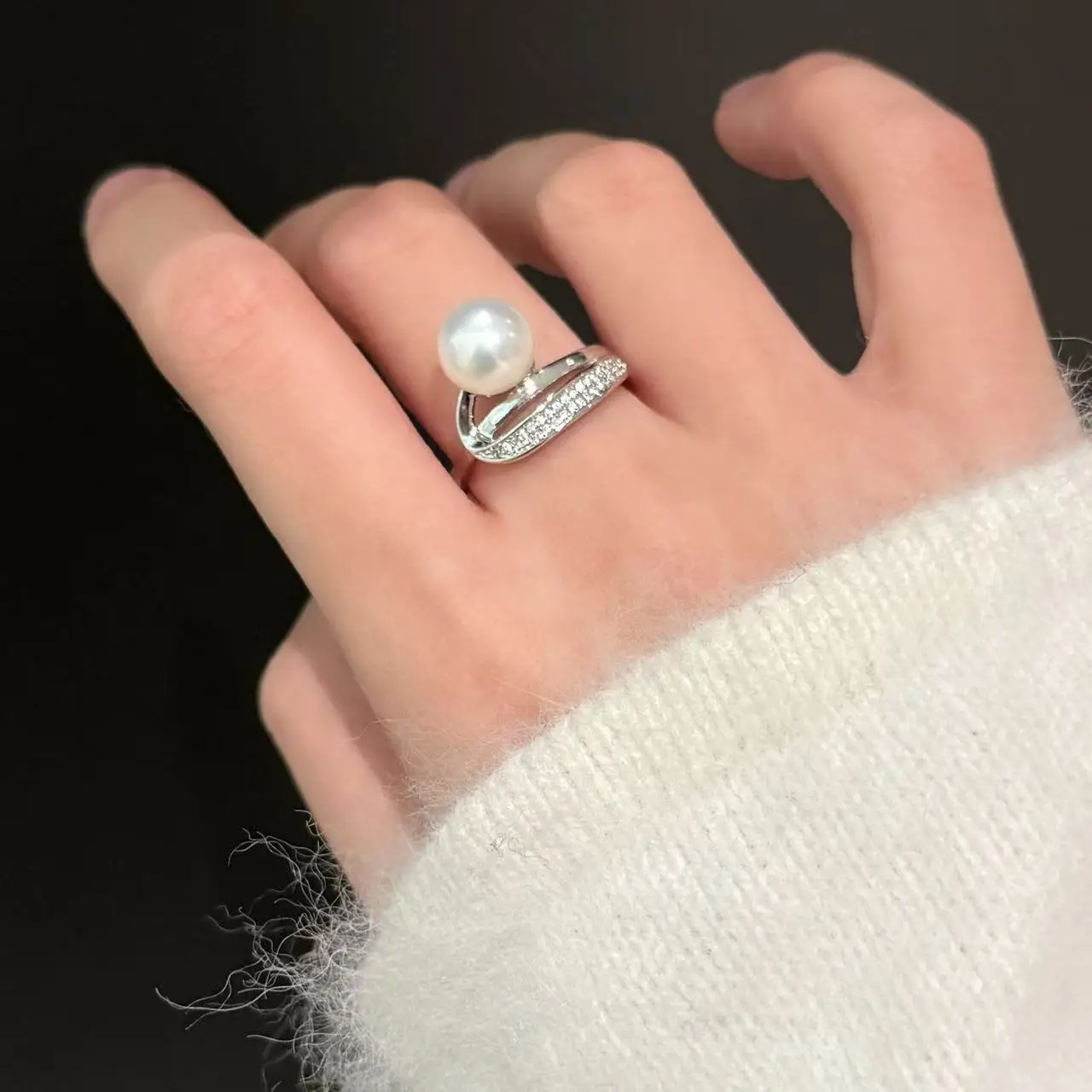 

New Arrival Shiny Crystal Natural Freshwater Pearl 14k Gold Filled Ladies Party Ring Jewelry For Women Birthday Gifts