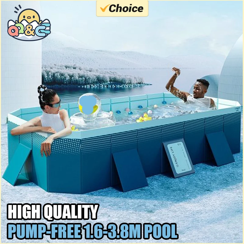 Grande piscina para família dobrável não-inflável quadro piscinas 1.6-3m resistente ao desgaste jardim ao ar livre verão jogos de água crianças