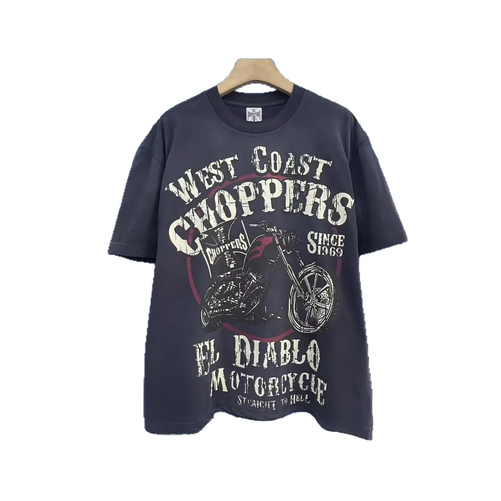 West Coast Choppers 26SS El Diablo Vintage Washed Short-Sleeved T-Shirt for Men and Women