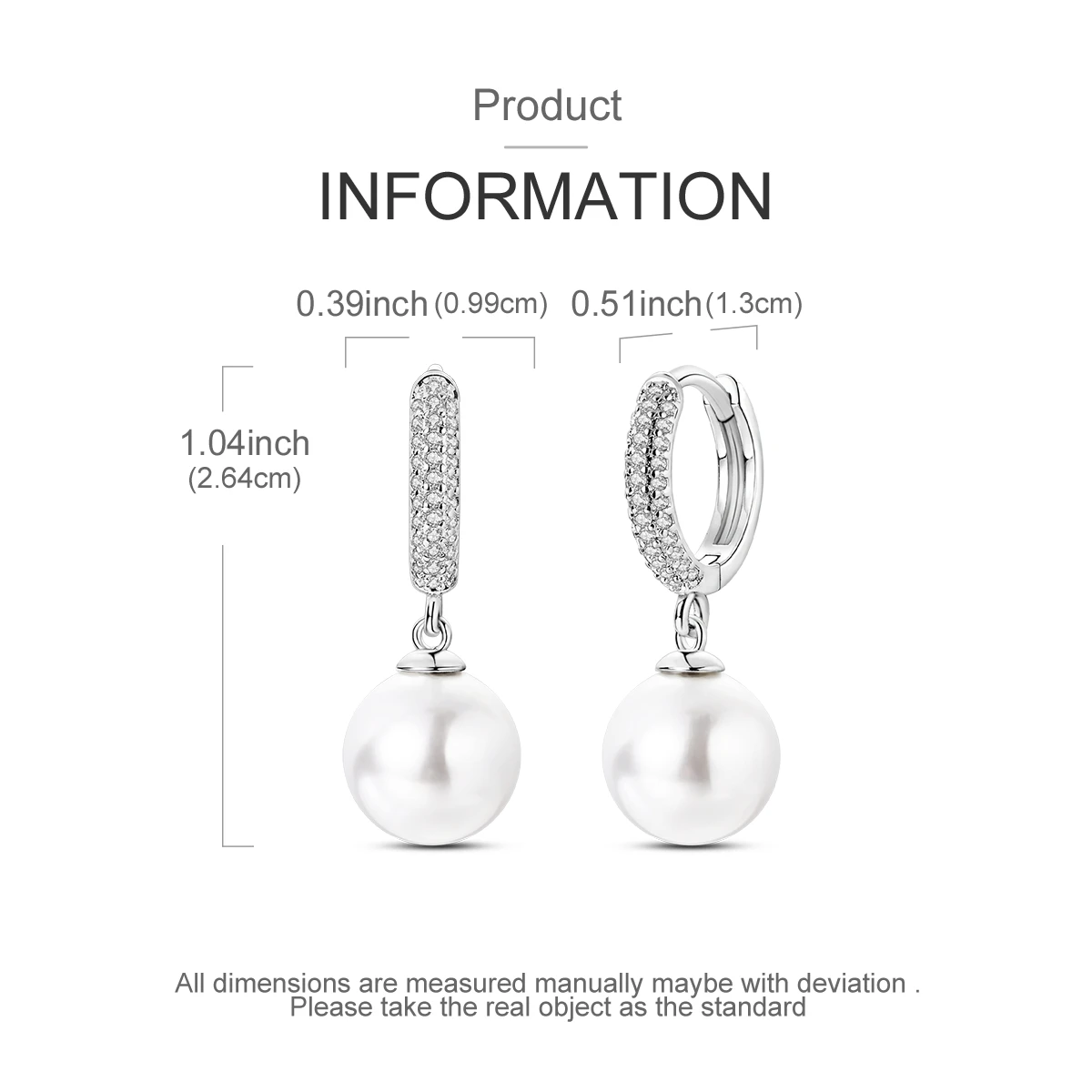 925 Sterling Silver Earring Classic Round Pearl For Woman Date Party Girls Pendant Earring Fashion Jewelry Gift 5