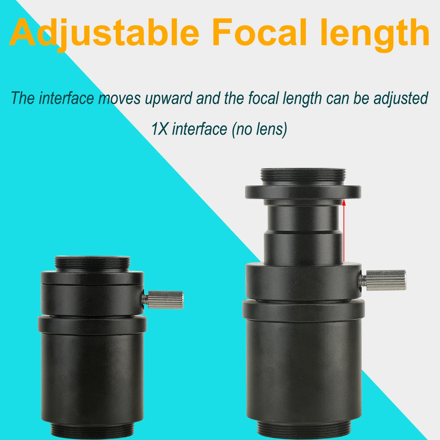 KOPPACE 1X Interfaz de microscopio Longitud focal ajustable 28 mm Interfaz de montaje de microscopio