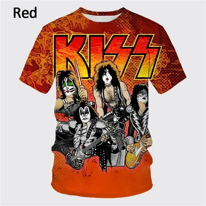 تيشيرت للرجال بموسيقى Kiss ثلاثي الأبعاد وفرقة روك مطبوع برقبة دائرية ، كاجوال ، أكمام قصيرة ، هيب هوب ، haryharoga ، ملابس للنساء ، خمر ، راب ، Y2K