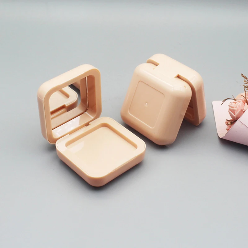 1Pcs Empty Cosmetic Blusher Compact Square Eyeshadow Case Magnetic Button Base With Mirror Palettes Container - Image 4