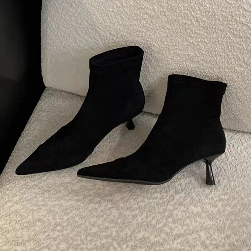 عالية الكعب النساء حذاء من الجلد أشار تو الجلد المدبوغ أحذية أنيقة للمرأة مثير الشتاء مضخات 2025 مصمم فستان أنيق Mujer بوتاس #2