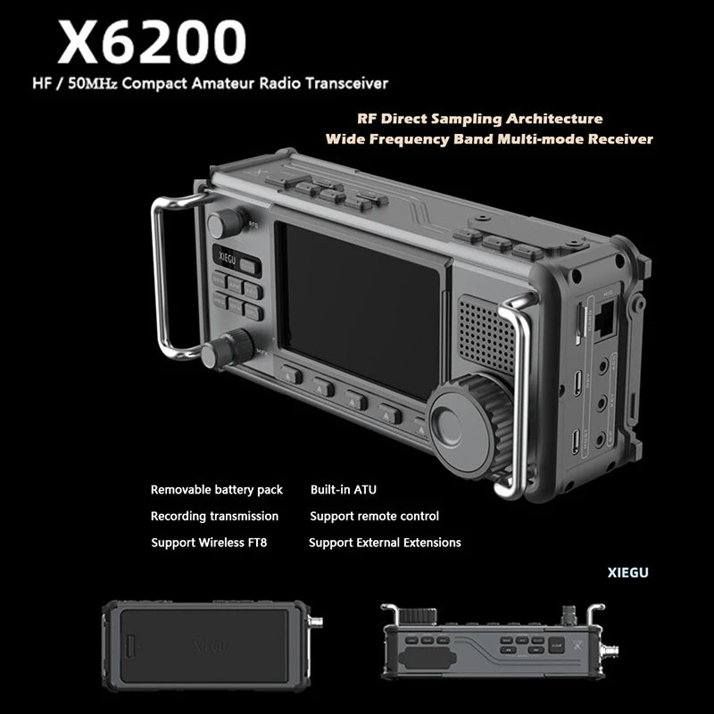 

Xiegu X6200 Ultra-portable HF Transceiver HF/50MHz Compact-type Amateur Radio Transceiver