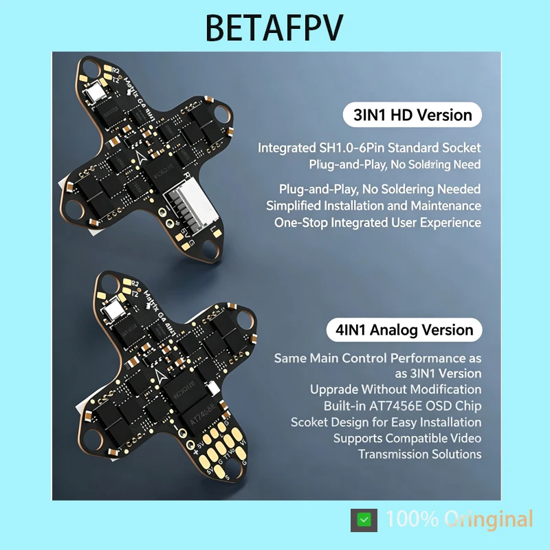 BETAFPV Matrix 1S Brushless FC G4 3IN1 AIO Flight Controller 12A ESC ELRS 2.4G Receiver For Meteor75 Pro O4 Meteor65 Pro O4