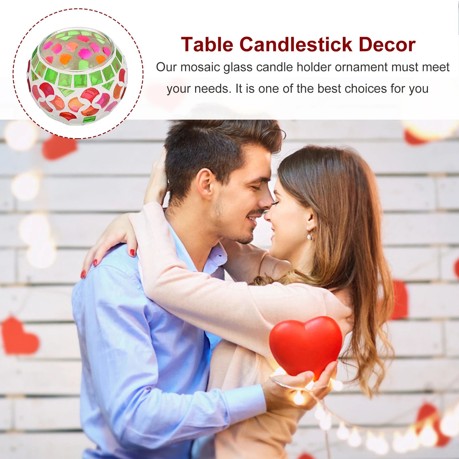 

Handmade Colorful Glass Holder Mosaic Table Candlestick Decoration Romantic Home Ornament for Tealight Use