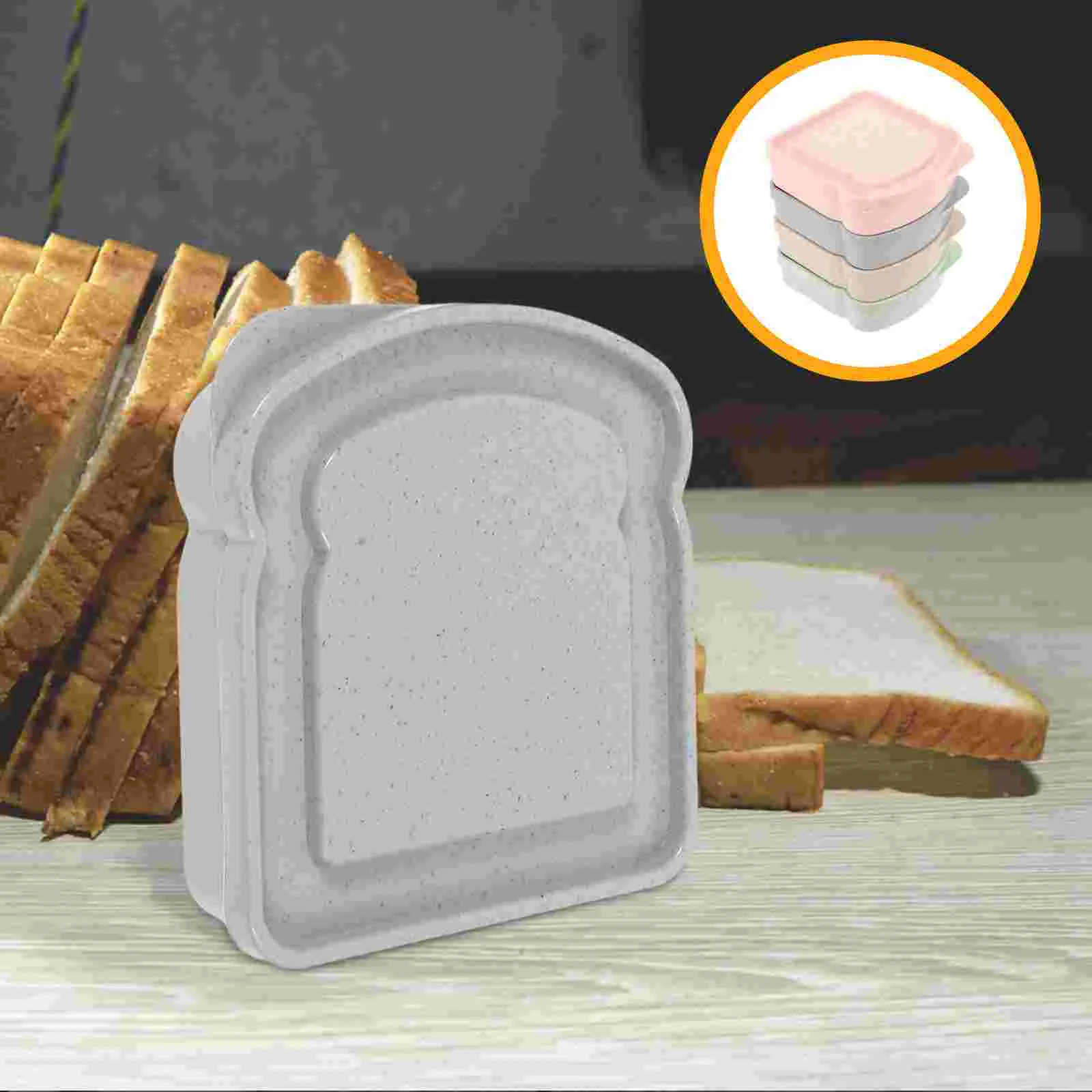 

4 Pcs Sandwich Box Snack Containers Food Fresh Keep Holder Fruit Case Bamboo Fiber Outdoor Bread Boxes Student Kitchen Supply