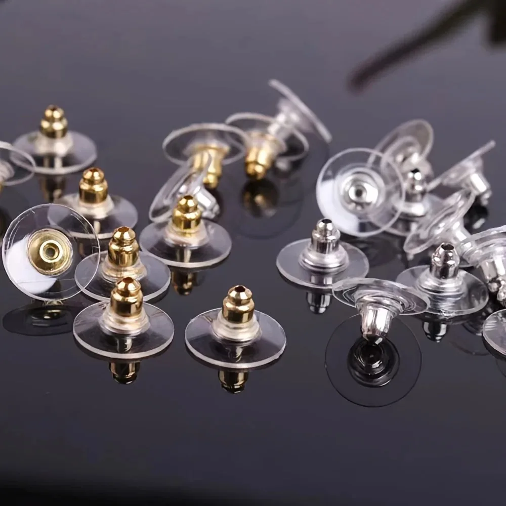 50pcs Flying Disc Earplugs DIY Jewelry Accessories Ear Ornaments Materials Accessories Anti-Loss and Slipping Ear Post Plugs