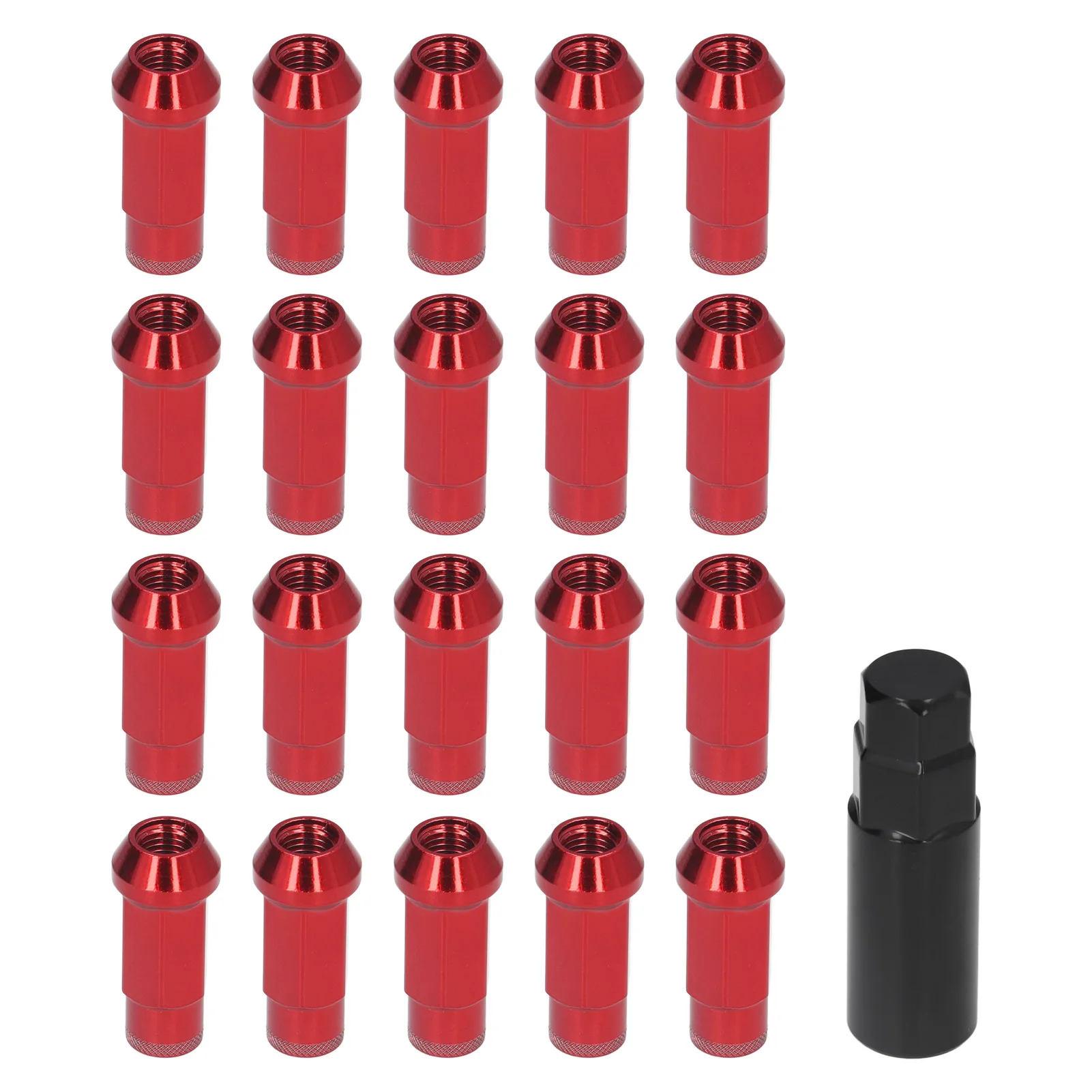 

20Pcs M12x1.5 Wheel Lug Nuts with Wrench Socket High Hardeness Replacement for Ford Focus Red